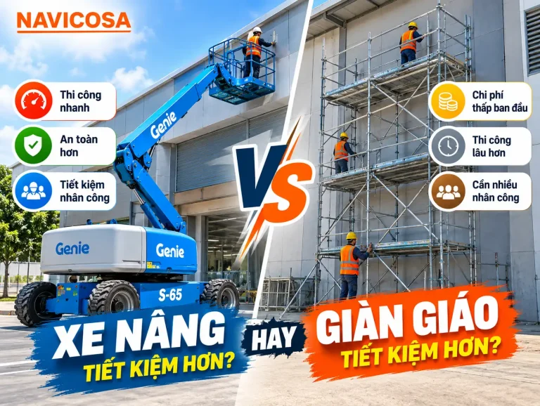 Xe Nâng Người Hay Giàn Giáo Tiết Kiệm Hơn? Phân Tích Bài Toán Chi Phí Thi Công