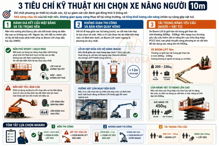 Công Trình Cao 10m Nên Dùng Xe Nâng Người Nào? Phân Tích Kỹ Thuật Từ Chuyên Gia