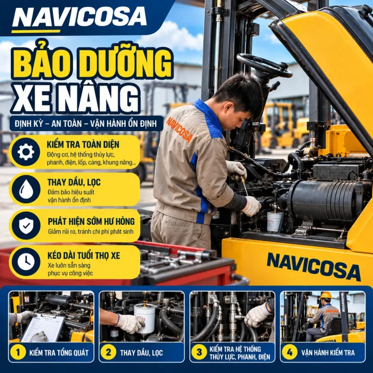Bảo dưỡng xe nâng định kỳ: lịch 250 – 2.000 giờ và checklist