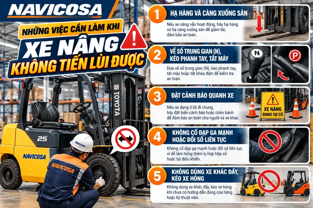 Nhung viec can lam khi xe nang khong tien lui duọc