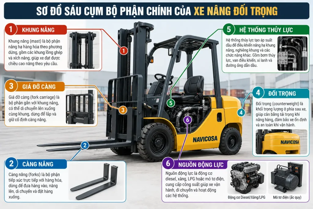 So do sau cum bo phan tren xe nang hang