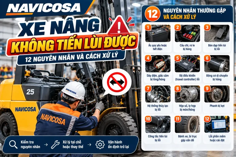 Xe nâng không tiến lùi được: 12 nguyên nhân và cách xử lý